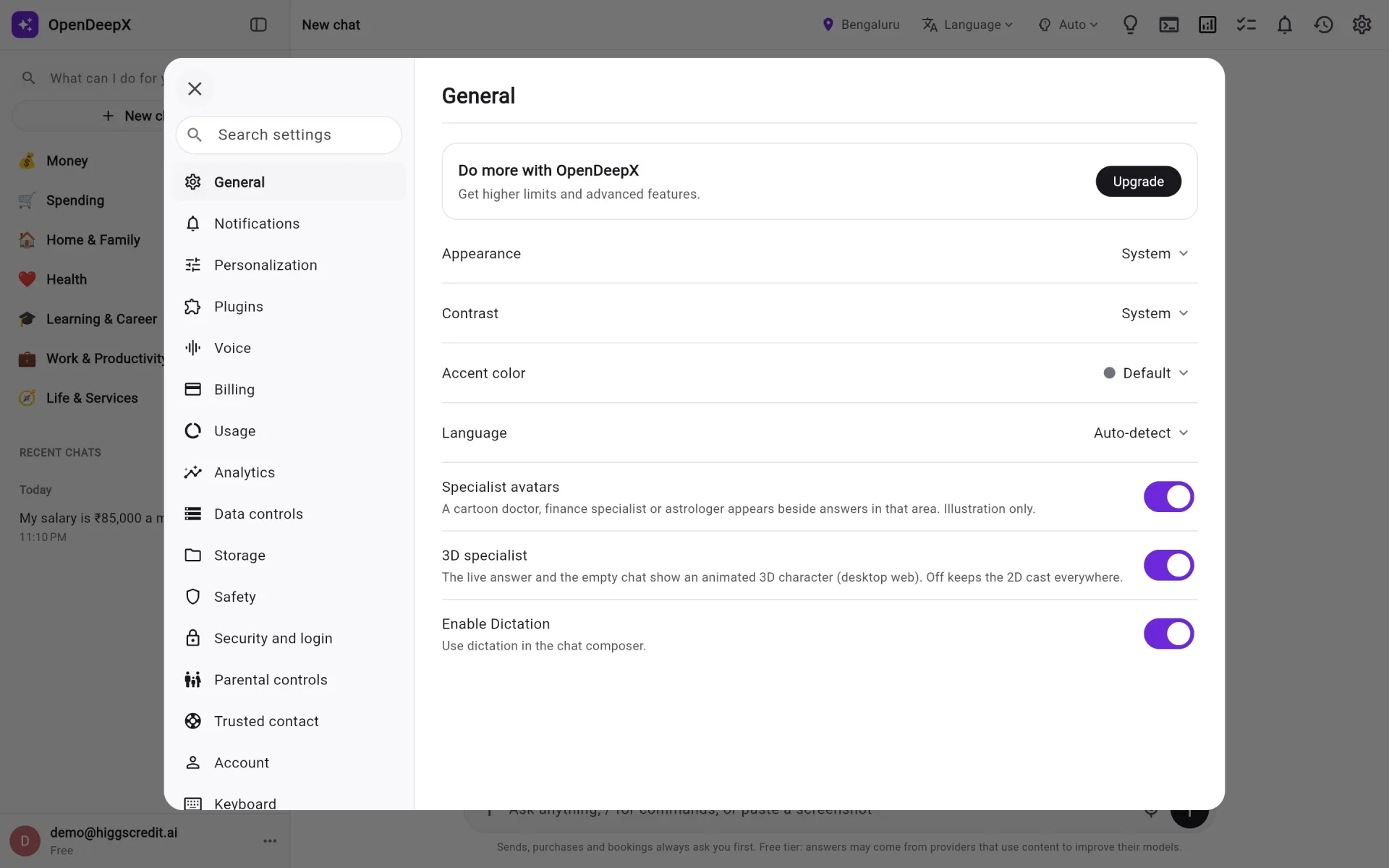 PenPaper AI settings: plugins, voice, safety, parental controls, trusted contact